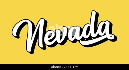 Testo NEVADA disegnato a mano. Vintage 3D, scritta retrò per poster, adesivo, volantino, intestazione, scheda, abbigliamento, usura Illustrazione Vettoriale