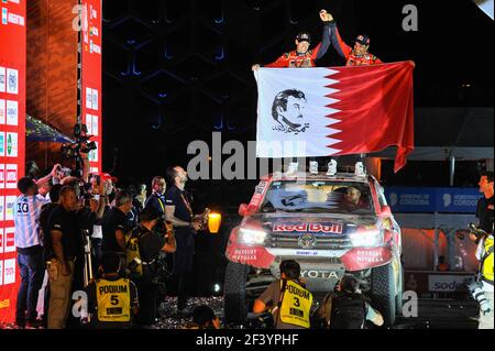 301 al-ATTIYAH NASSER (QAT) Legende, BAUMEL MATTHIEU (fra) Legende, TOYOTA Hilux, auto, durante la Dakar 2018, Finish, Podium Cordoba, Argentina, gennaio 20 - Foto DPPI Foto Stock