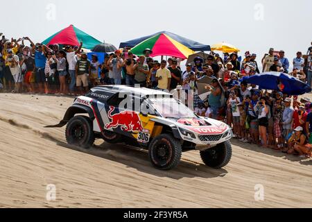 306 LOEB SEBASTIEN (FRA), ELENA DANIEL (MCO), PEUGEOT 3008 DKR, AUTO, AUTO, Azione durante la Dakar 2018, fase 1 Lima a Pisco, Perù, il 6 gennaio - Foto Florent Gooden / DPPI Foto Stock