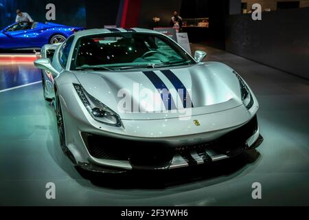 Ferrari 488 pista in occasione del Salone Internazionale del Motorshow di Ginevra, Svizzera, dal 5 al 9 marzo 2018 - Foto : Alexandre Guillaumot / DPPI Foto Stock