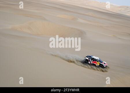 306 LOEB SEBASTIEN (FRA), ELENA DANIEL (MCO), PEUGEOT 3008 DKR, AUTO, AUTO, Azione durante la Dakar 2018, fase 3 Pisco a San Juan De Marcona, Perù, 8 gennaio - Foto Eric Vargiolu / DPPI Foto Stock