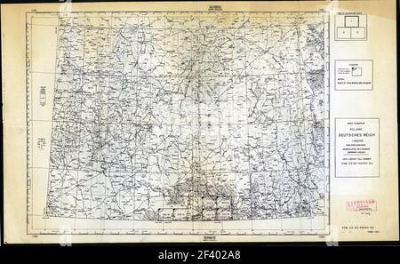 Mappa topografica polacca vecchio stile, mappa topografica della guerra mondiale della Polonia, polonia deutsches reich Foto Stock