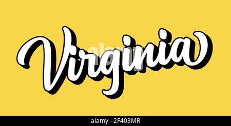 Testo VIRGINIA abbozzato a mano. Vintage 3D, scritta retrò per poster, adesivo, volantino, intestazione, scheda, abbigliamento, usura Illustrazione Vettoriale