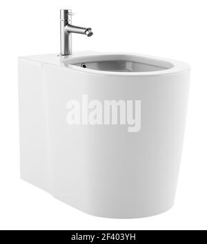 Il bidet in ceramica isolata su sfondo bianco. 3d illustrazione Foto Stock