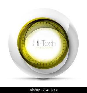 Digital sfera techno banner web, pulsante o icona con testo. Lucidi a colori di turbolenza cerchio astratto, design hi-tech simbolo futuristico con anelli di colore grigio e l'elemento metallico. Digital sfera techno banner web, pulsante o icona con testo. Lucidi a colori di turbolenza cerchio astratto, design hi-tech simbolo futuristico con anelli di colore grigio e l'elemento metallico. Illustrazione Vettoriale Illustrazione Vettoriale