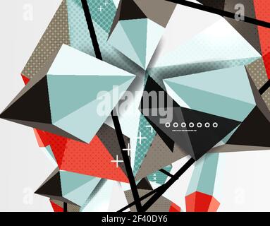 3d elementi poligonali sfondo astratto. elementi poligonali 3d sfondo astratto, vettore testurizzato modello moderno Illustrazione Vettoriale