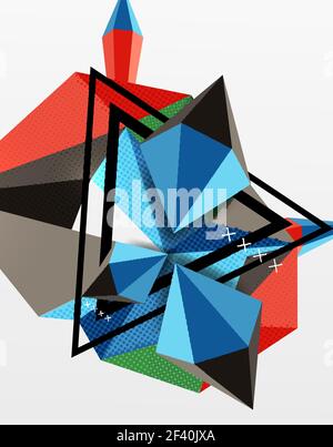 3d elementi poligonali sfondo astratto. elementi poligonali 3d sfondo astratto, vettore testurizzato modello moderno Illustrazione Vettoriale