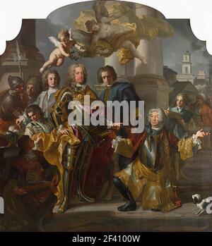 Francesco Solimena - il Conte Gundaker Althann consegna l'imperatore Carlo Vi Carlo III Ungheria 1685 1740 1728 Foto Stock