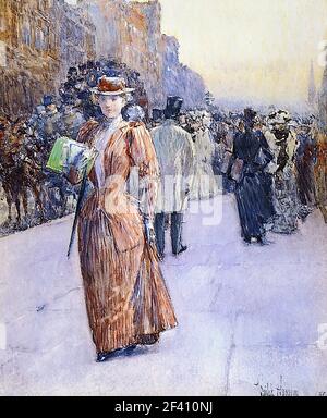 Frederick Childe Hassam- New York Street Scene 1890 Foto Stock