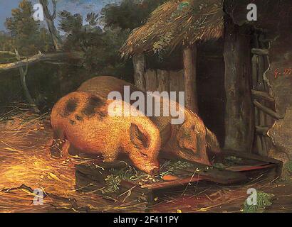 George Morland - Pigs trough Foto Stock