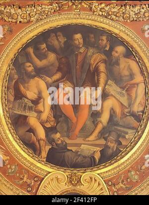Giorgio Vasari - Cosimo i De Medici circondava i suoi Architetti Ingegneri scultori 1555 Foto Stock