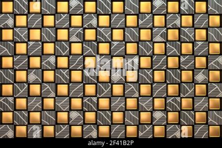 oro geometrico e sfondo in acciaio rendering .3d Foto Stock