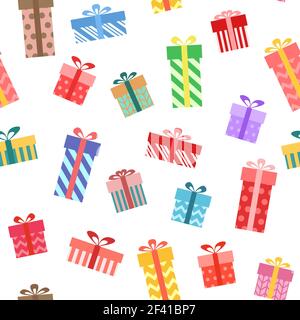 Motivo vettoriale senza cuciture da coloratissime confezioni regalo Foto Stock