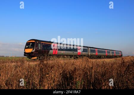 Cross Country TurboStar 170637 passando Whittlesey città, Fenland, Cambridgeshire, Inghilterra Foto Stock