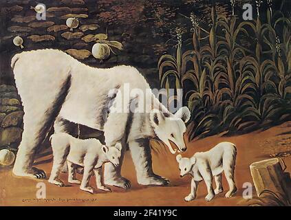 Niko Pirosmani - Orso Madre con i suoi cubs 1917 Foto Stock