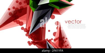 Colori cristalli di vetro su sfondo bianco, composizione geometrica astratta con pietre di vetro e copyspace, modello di sfondo. Cristalli di vetro vettoriale su sfondo bianco, composizione astratta geometrica con gemme di vetro e copyspace, modello di sfondo Illustrazione Vettoriale