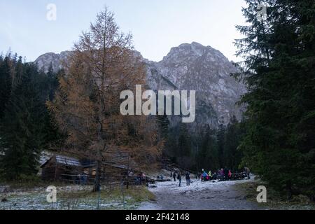 Polonia, Zakopane - 12 novembre 2020: Valle di Strazyska in autunno Foto Stock