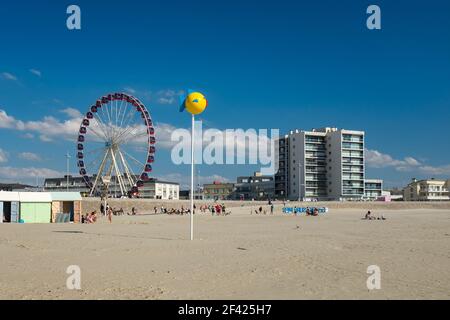 Una giornata estiva sulla spiaggia di Berck-sur-Mer in Francia Foto Stock