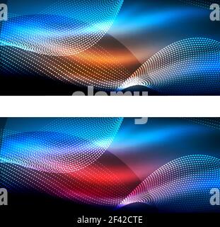 Incandescente onda astratta su scuro lucido, motion, magia della luce dello spazio. Abstract Techno sfondo. Incandescente onda astratta su scuro lucido, motion, magia della luce dello spazio. Vector techno sfondo astratto Illustrazione Vettoriale
