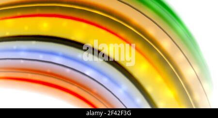 Onda di movimento a flusso astratto, miscelazione di colori liquidi, sfondo astratto vettoriale. Onda di movimento a flusso astratto, miscelazione di colori liquidi, sfondo astratto vettoriale con effetto puntini luminosi Illustrazione Vettoriale