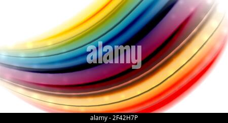 Onda di movimento a flusso astratto, miscelazione di colori liquidi, sfondo astratto vettoriale. Onda di movimento a flusso astratto, miscelazione di colori liquidi, sfondo astratto vettoriale con effetto puntini luminosi Illustrazione Vettoriale