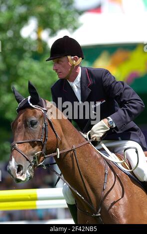 La Nazionale di abete, prati, giugno 2001, Joe Fargis (USA) riding Edgar, Akita Cup di perforazione Foto Stock