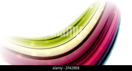 Onda di movimento a flusso astratto, miscelazione di colori liquidi, sfondo astratto vettoriale. Onda di movimento a flusso astratto, miscelazione di colori liquidi, sfondo astratto vettoriale con effetto puntini luminosi Illustrazione Vettoriale