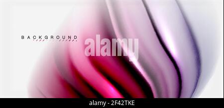 Colori fluidi sfocati sfondo, linee astratte delle onde, illustrazione vettoriale. Colori fluidi sfocati sullo sfondo, linee astratte delle onde, mescolando colori con effetti di luce sullo sfondo chiaro. Illustrazione artistica vettoriale per presentazioni, sfondi per applicazioni, banner o poster Illustrazione Vettoriale