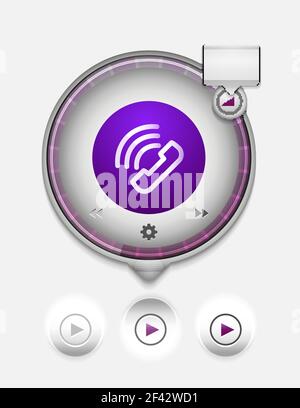 Pulsante Web supporto telefono vettore. Pulsante Web supporto telefono vettoriale, concetto di tecnologia digitale, icona del vecchio telefono Illustrazione Vettoriale