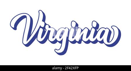 Testo VIRGINIA abbozzato a mano. Vintage 3D, scritta retrò per poster, adesivo, volantino, intestazione, scheda, abbigliamento, usura Illustrazione Vettoriale