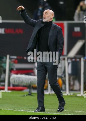 Milano, Italia. 18 Marzo 2021. MILANO, ITALIA - 18 MARZO: Allenatore Stefano moli di AC Milan durante la partita UEFA Europa League tra AC Milan e Manchester United FC allo Stadio San Siro il 18 marzo 2021 a Milano (Foto di Ciro Santangelo/Orange Pictures) Credit: Orange Pics BV/Alamy Live News Foto Stock