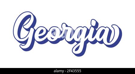 Testo GEORGIA disegnato a mano. Vintage 3D, scritta retrò per poster, adesivo, volantino, intestazione, scheda, abbigliamento, usura Illustrazione Vettoriale
