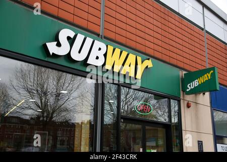 Londra, Regno Unito. 18 Marzo 2021. Una filiale di Subway a Londra. (Foto di Dinendra Haria /SOPA Images/Sipa USA) Credit: Sipa USA/Alamy Live News Foto Stock