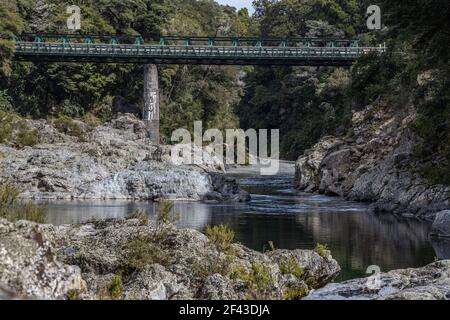 Pelorous Bridge e il fiume te Hoiere, Nuova Zelanda Foto Stock