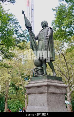 Statua del personaggio storico Cristoforo Colombo a Central Park, New York City, Stati Uniti d'America Foto Stock