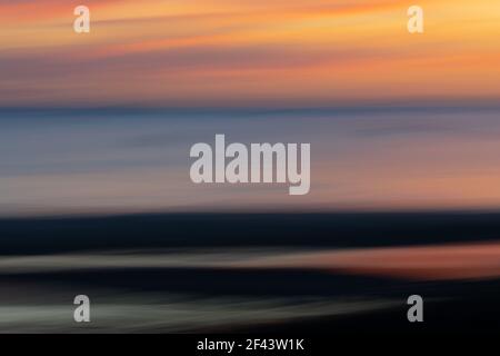 Astratto movimento intenzionale della telecamera ritorno al tramonto Foto Stock