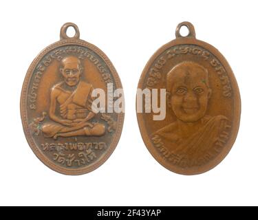 Luang pu Thuat , Amulet di Wat Chang Hai. Provincia di Pattani, Thailandia. Foto Stock