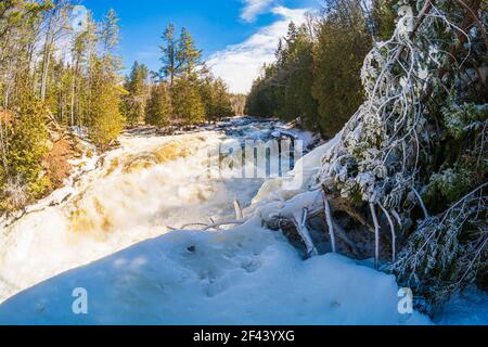 Egan Chutes Conservation Area Haliburton County Bancroft Ontario Canada in inverno Foto Stock