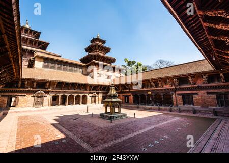 Piazza durbar a Patan, antica città nella valle di Kathmandu, Nepal. Foto Stock