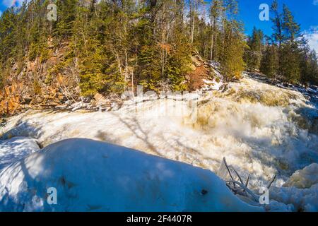 Egan Chutes Conservation Area Haliburton County Bancroft Ontario Canada in inverno Foto Stock