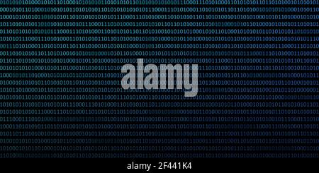 Dark Blue Codice binario digitale matrice di sfondo, dati e streaming di codice binario astratto. Con le cifre 1 e 0. Panorama astratto Foto Stock
