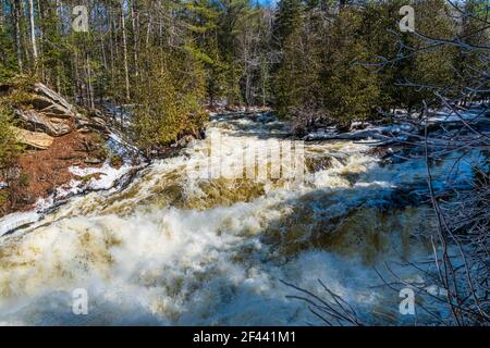 Egan Chutes Conservation Area Haliburton County Bancroft Ontario Canada in inverno Foto Stock