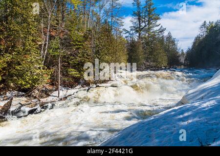 Egan Chutes Conservation Area Haliburton County Bancroft Ontario Canada in inverno Foto Stock