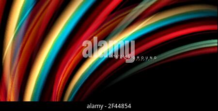 Linee d'onda multicolore su sfondo nero. Linee d'onda multicolore su disegno vettoriale di sfondo nero Illustrazione Vettoriale