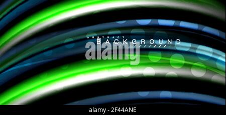 Linee d'onda multicolore su sfondo nero. Linee d'onda multicolore su disegno vettoriale di sfondo nero Illustrazione Vettoriale