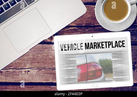 Tablet pc e il mercato dell'automobile del giornale in linea Foto Stock
