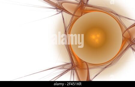 Un computer astratto ha generato un design frattale moderno su sfondo scuro. Bolla a sfera in vetro incandescente al neon Foto Stock