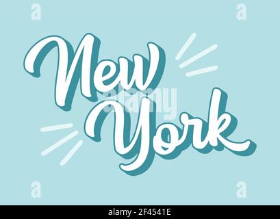 Testo NEW YORK disegnato a mano. Vintage 3D, scritta retrò per poster, adesivo, volantino, intestazione, scheda, abbigliamento, usura. Illustrazione Vettoriale