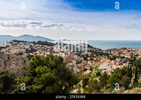 Panorama della città di Marsiglia in Provenza, Francia Foto Stock