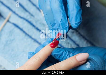 visita al manicurista Foto Stock